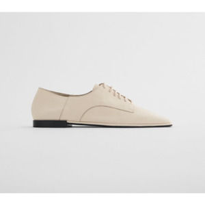 Zara Ivory Oxford Flats Lace up Leather 39